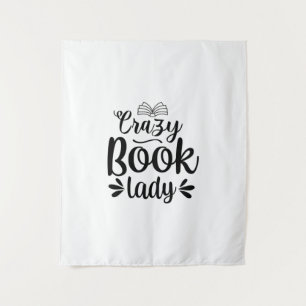 Lesende Kunst Verrückte Buch-Lady Wandteppich