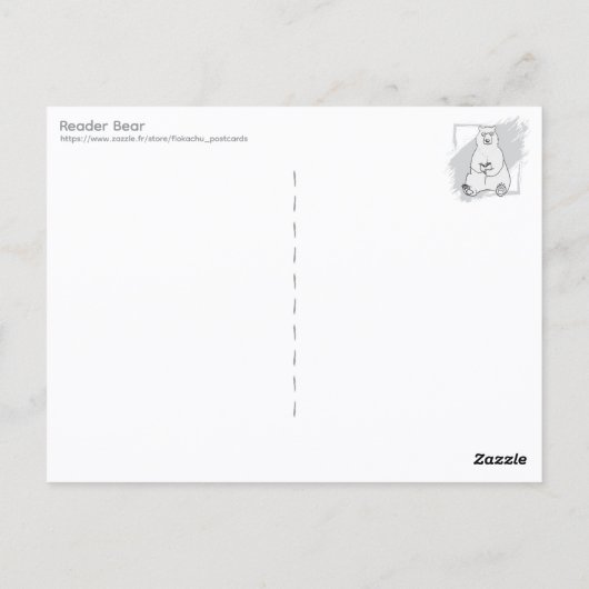 Lesender Bär Postkarte (Rückseite)