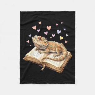 Lesender Bartdrache Reptil Buchliebhaber für Junge Fleecedecke