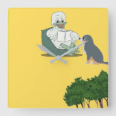 Lesender Ente Quadratische Wanduhr (Vorderseite)