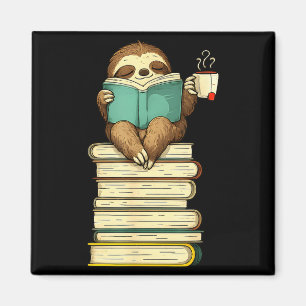 Lesender Faultier-Tier lustiger Faultier, der Buch Magnet