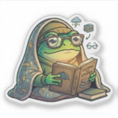 Lesender Frosch an regnerischem Tag Aufkleber (Vorderseite)