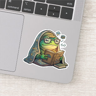 Lesender Frosch an regnerischem Tag Aufkleber