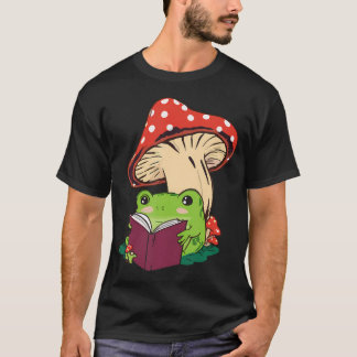 Lesender Frosch Pilz Niedlich Natur Ästhetik T-Shirt