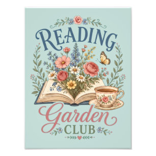 Lesender Gartenclub Cottagecore Floral Fotodruck