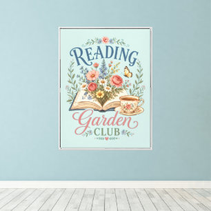 Lesender Gartenclub Cottagecore Floral Leinwanddruck