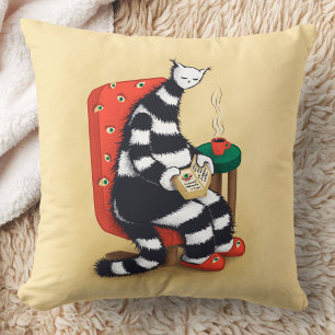Lesender Katzenbuchliebhaber Kissen
