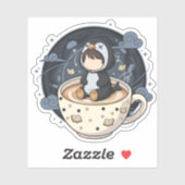 Lesender Pinguin mit warmer Tasse Aufkleber (Blatt)