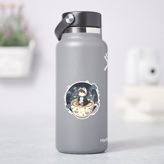 Lesender Pinguin mit warmer Tasse Aufkleber (HydroFlask)