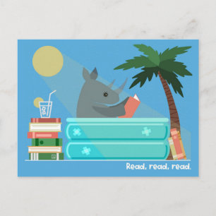 Lesender Rhino im Pool Postkarten