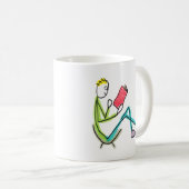Lesender Stickman Kaffeetasse (VorderseiteRechts)