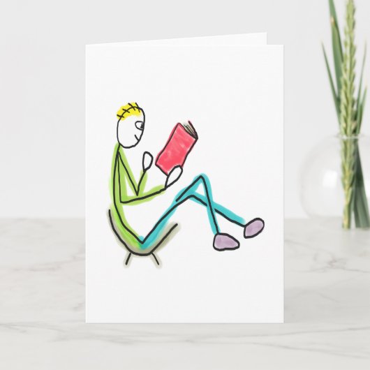 Lesender Stickman Karte (Vorderseite)