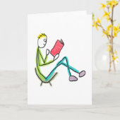 Lesender Stickman Karte (Gelbe Blume)
