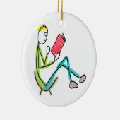 Lesender Stickman Keramik Ornament (Rechts)