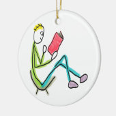 Lesender Stickman Keramik Ornament (Links)