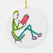 Lesender Stickman Keramik Ornament (Hinten)
