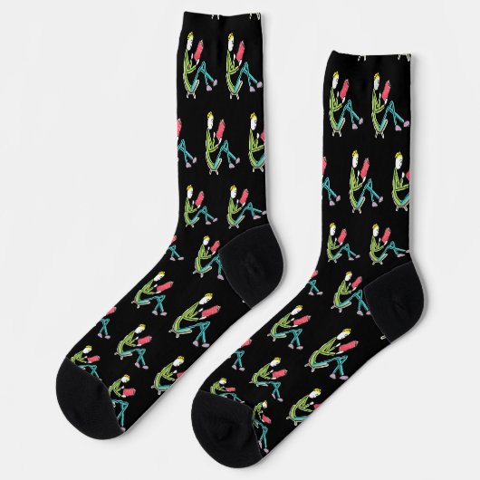 Lesender Stickman Socken (Linkes Detail)
