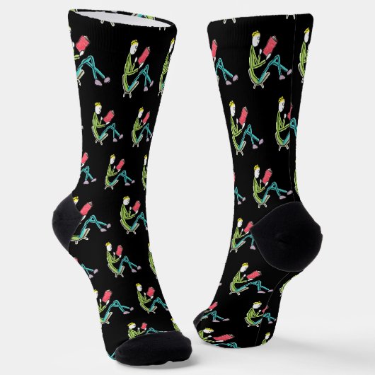 Lesender Stickman Socken (Gewinkelt)