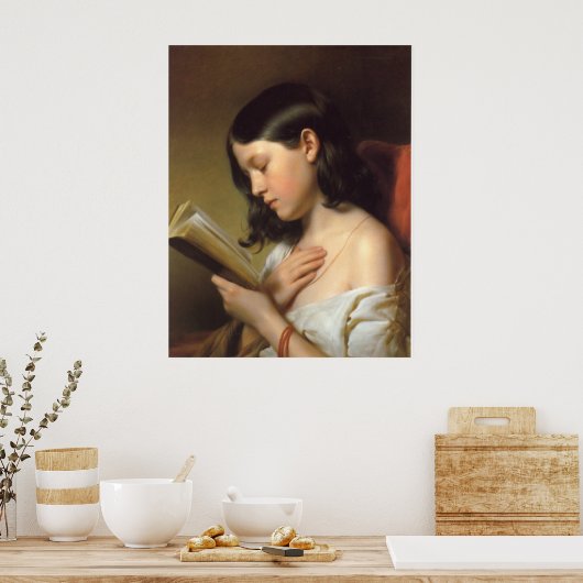 Lesendes Mädchen Poster (Küche)