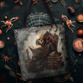 Lesendes Skelett mit Bücherstapel Tasche
