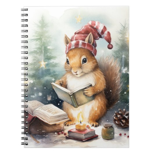 Lesendes Weihnachtshörnchen Notizblock (Vorderseite)