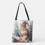 Lesendes Weihnachtshörnchen Tasche (Rückseite)