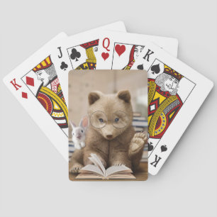 Leser Geschenkbären und Kaninchen Lese Bücher Spielkarten