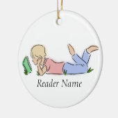 Leser im Gras (individueller Name) Keramikornament (Links)