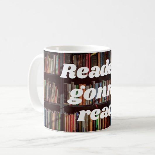 "Leser lesen" Kaffeetasse (Vorderseite Links)