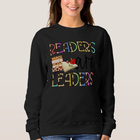 Leser Sind Führer Boho Leopard Buch Zurück Zur Sc Sweatshirt (Vorderseite)