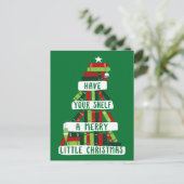 Leser und Buchliebhaber Weihnachtsbaum Postkarte (Stehend Vorderseite)