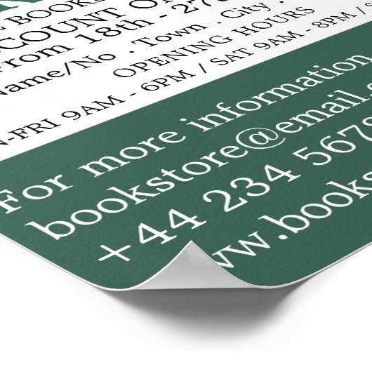 Leserin, Buchspeicherwerbung Poster (Ecke)