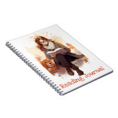 Leserjournal Niedliches Mädchenbuch und Hund Herbs Notizblock (Rechte Seite)