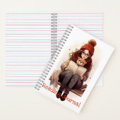 Leserjournal Niedliches Mädchenbuch und Hund Herbs Notizblock (Innen)