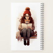 Leserjournal Niedliches Mädchenbuch und Hund Herbs Notizblock (Rückseite)