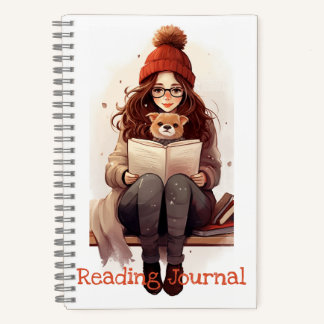 Leserjournal Niedliches Mädchenbuch und Hund Herbs Notizblock