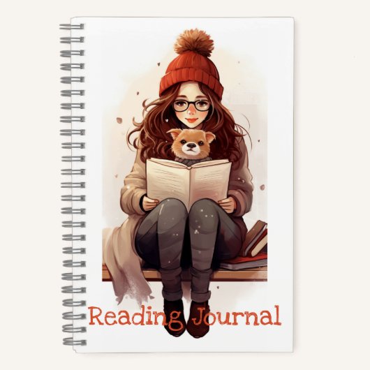 Leserjournal Niedliches Mädchenbuch und Hund Herbs Notizblock (Vorderseite)