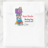 Lesermädchen für Bücher Quadratischer Aufkleber (Tasche)
