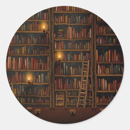 Lesesaal der alten Bibliothek Runder Aufkleber (Vorderseite)