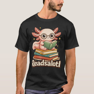Lesesalamander Süß Lustiger Axolotl Lesender T-Shirt