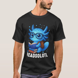 Lesesolotl Blau Kawaii Axolotl Buchliebhaber Lusti T-Shirt