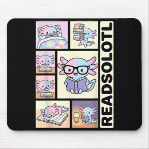 Lesesolotl kawaii Axolotl Bücherliebhaber lustig l Mousepad