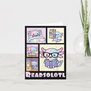 Lesesolotl kawaii Axolotl Buchliebhaber lustig les Karte