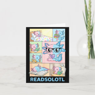 Lesesolotl kawaii Axolotl Buchliebhaber lustig les Karte