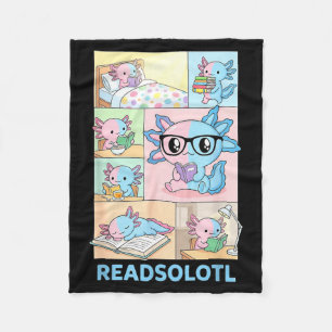 Lesesolotl kawaii Axolotl Buchliebhaber lustiges L Fleecedecke