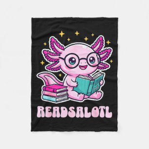 Lesesolotl kawaii Axolotl lustiges Buch Leseliebha Fleecedecke