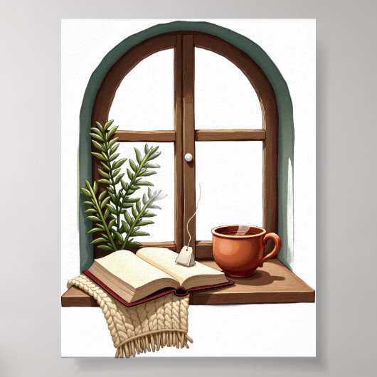 Lesestillleben Poster (Vorne)