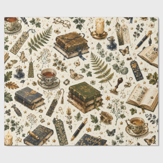 Lesethemen-Geschenkpapier 'Bookworm Librarian' Geschenkpapier (Flach)