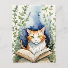 Lesevorgang bei Orange Cat Postkarte