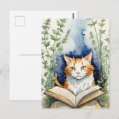 Lesevorgang bei Orange Cat Postkarte (Vorne/Hinten)